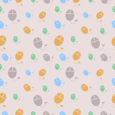 Vector seamless pattern, chaotic pastel colorful background with PC mouseのイラスト素材