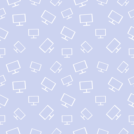 Vector seamless pattern, chaotic pastel shadeless background with monitorsのイラスト素材