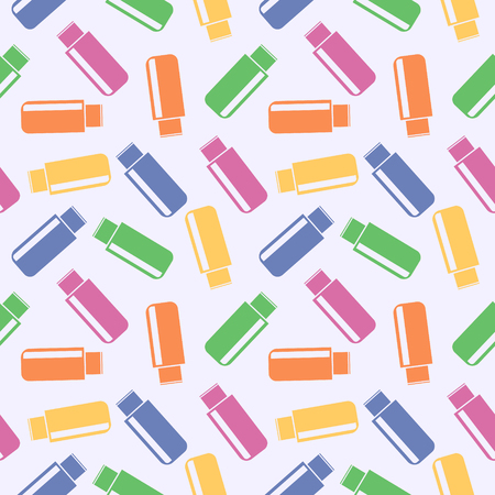 Seamless technology vector pattern, chaotic background with colorful icons of flash drive , over light backdropのイラスト素材
