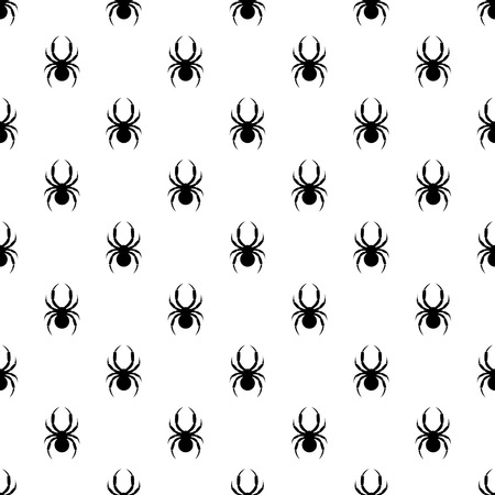 Seamless vector pattern with insects, symmetrical  black and white background with black spiders, over white backdropのイラスト素材