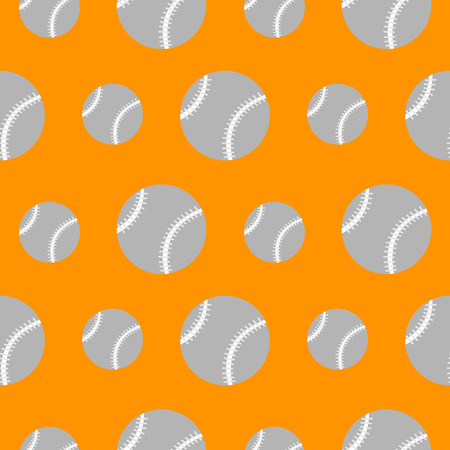 Seamless vector pattern, orange background with baseballsのイラスト素材