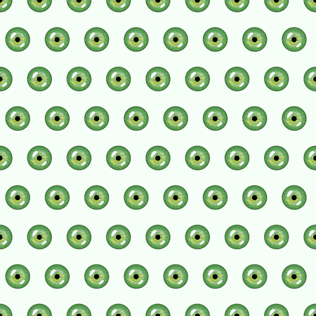 Seamless abstract vector pattern, bright symmetrical background with green pupils of the eyes over light backdropのイラスト素材