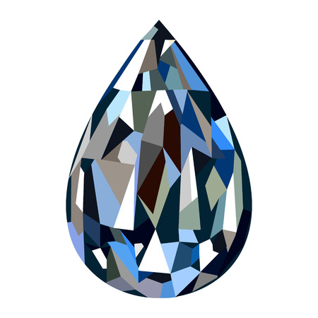Vector illustration. Blue gemstone in the shape of drop, isolated over white backgroundのイラスト素材