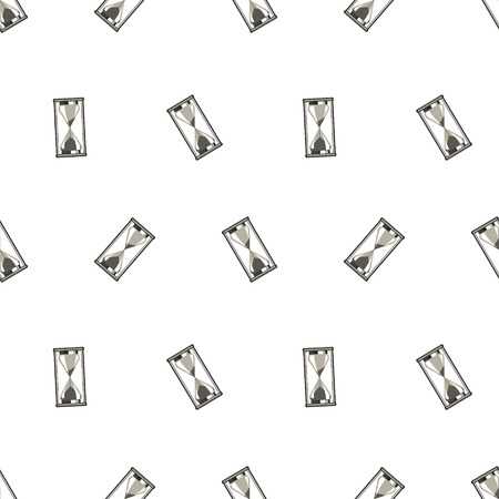 Seamless vector pattern. Chaotic background with grey sandglasses on the white backdropのイラスト素材