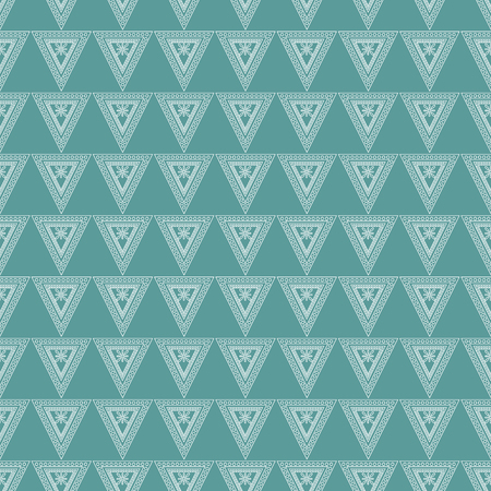 Seamless vector pattern. Symmetrical geometric background with triangles on the blue backdrop. Decorative ornament.のイラスト素材