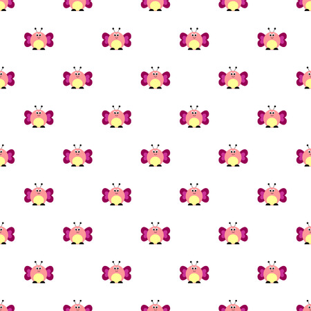 Seamless vector pattern with insects, cute background with comic butterflies. Series of Animals and Insects Seamless Patterns.のイラスト素材
