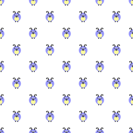 Seamless vector pattern with farm animals. Cute background with blue comic sheeps on the white backdrop. Series of Animals and Insects Seamless Patterns.のイラスト素材