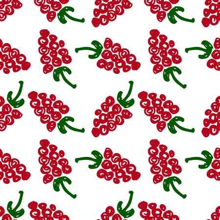 Seamless fruits vector pattern, background with closeup berries on the white backdrop. Hand sketch drawing. Imitation of ink drawing. Series of Fruits and Hand Drawn Patterns.のイラスト素材