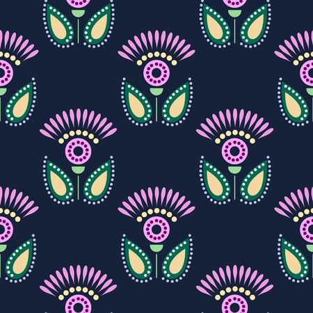 Seamless floral vector pattern. Symmetrcal colorful ornamental background with flowers. Decorative repeating ornament, Series of Floral and Decorative Seamless Pattern.のイラスト素材