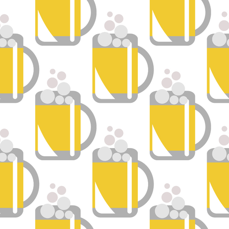 Seamless vector pattern with closeup beer glasses on the white background. Series of Food and Drink Seamless Patterns.のイラスト素材