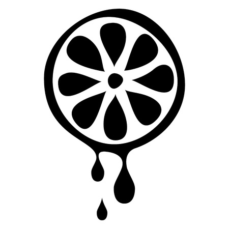 Vector illustration of fruit. Half of citrus in droplets of juice, isolated on the white background. Series of Fruits and Vegetables Illustrations.のイラスト素材