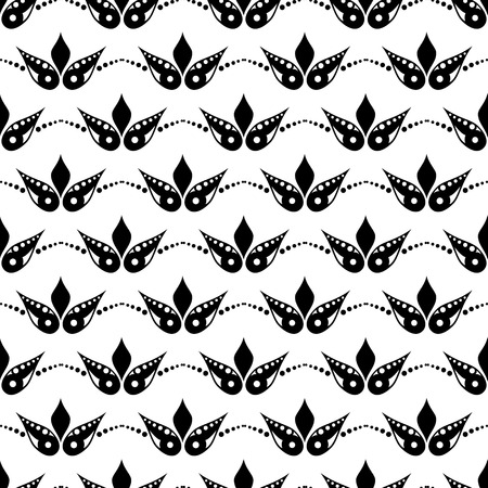Vector black and white background with decorative ornamental flowers. Series of Floral and Decorative Seamless Patterns.のイラスト素材
