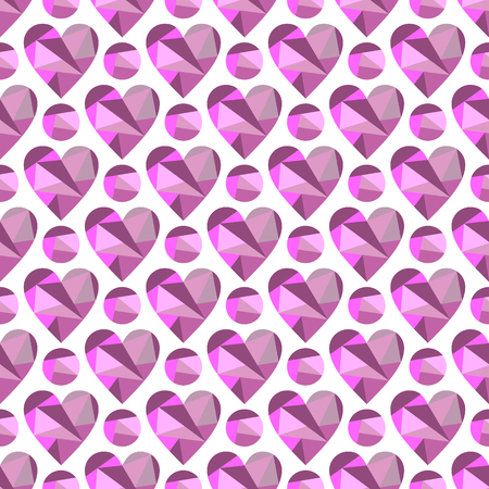 Vector seamless pattern with hearts. Polygonal design. Geometric triangular origami style, graphic illustration. Series of Love Seamless Patterns.のイラスト素材