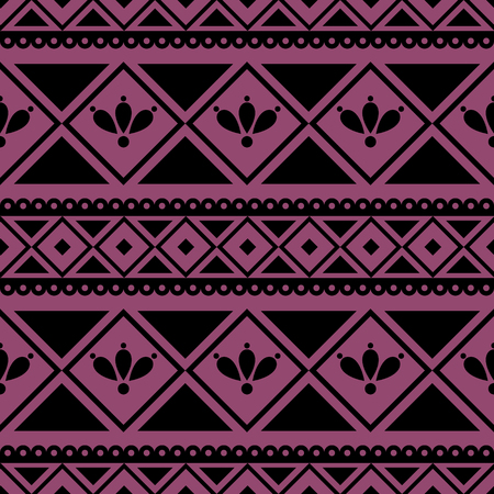 Seamless vector pattern.  Traditional ethno background in violet colors. Series of National, Folk, Ethnic and Traditional Seamless Patterns.のイラスト素材