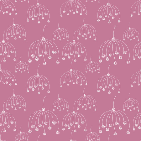 Seamless vector floral pattern. Pink hand drawn abstract background with flowers. Series of Hand Drawn Seamless Patterns.のイラスト素材