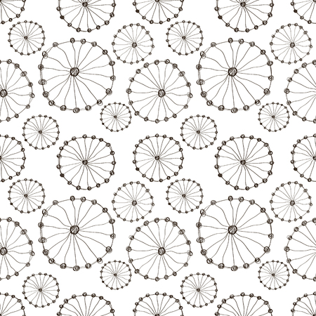 Seamless vector floral pattern. Black and white hand drawn background with abstract flowers. Series of Hand Drawn Seamless Patterns.のイラスト素材