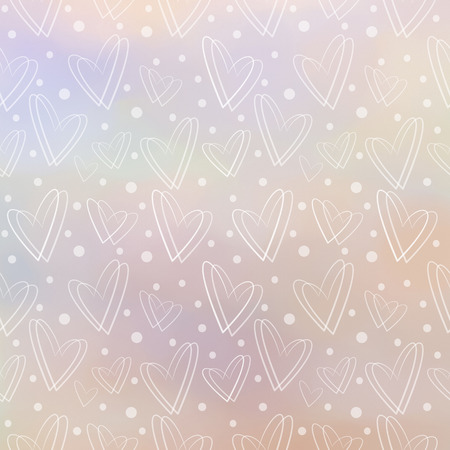 Drawn pastel pink background with hearts and dots.Series of Watercolor, Pastel, Chalk, Backgroundsの写真素材