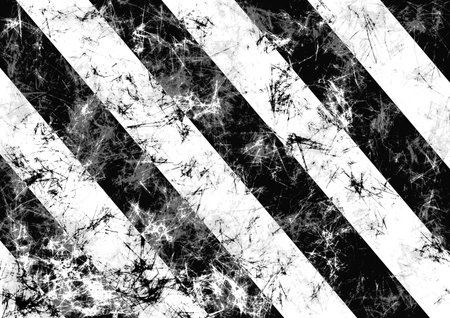 Abstract drawn grunge background in black, white colors with diagonal stripes. Banner with effect of crumpled paper with scratches, abrasion, crack. Series of Grunge Black and White Backgrounds.の写真素材