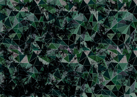 Abstract drawn background. Artistic wallpaper in green colors. Origami poligonal design with effect of  broken stained glass. Series of Grunge and Artistic Creative Backgrounds.の写真素材