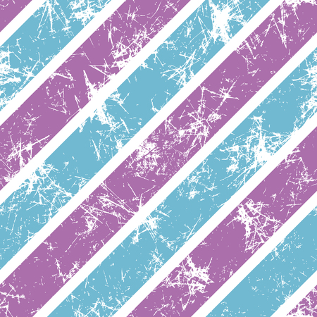 Seamless vector pattern. Creative geometric pastel background with blue and violet diagonal stripes. Texture with attrition, cracks and ambrosia. Old style vintage design. Graphic illustration.のイラスト素材
