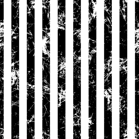 Seamless vector pattern. Creative geometric black and white background with vertical stripes. Texture with attrition, cracks and ambrosia. Old style vintage design. Graphic illustration.のイラスト素材