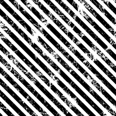 Seamless vector lined pattern. Creative geometric black and white background with diagonal lines. Grunge texture with attrition, cracks and ambrosia. Old style vintage design. Graphic illustration.のイラスト素材