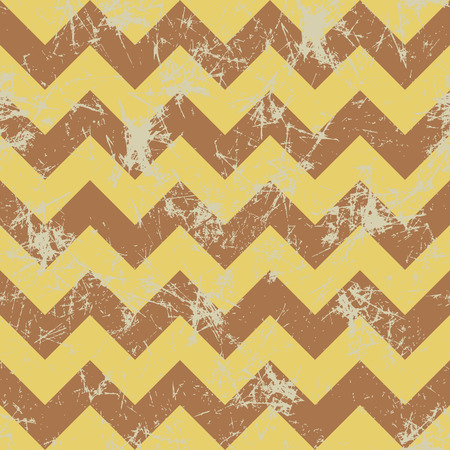 Seamless vector pattern. Creative geometric brown background with zigzag. Grunge texture with attrition, cracks and ambrosia. Old style vintage design. Graphic illustration.のイラスト素材