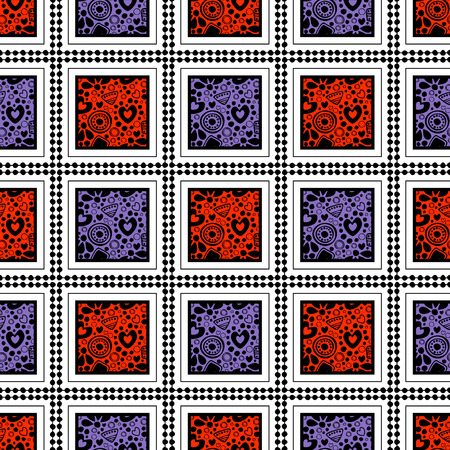 Seamless vector geometric pattern with ornamental elements,endless background with traditional folk motifs. Graphic vector illustration. Series of traditional ethnic folk ornamental seamless patterns.のイラスト素材