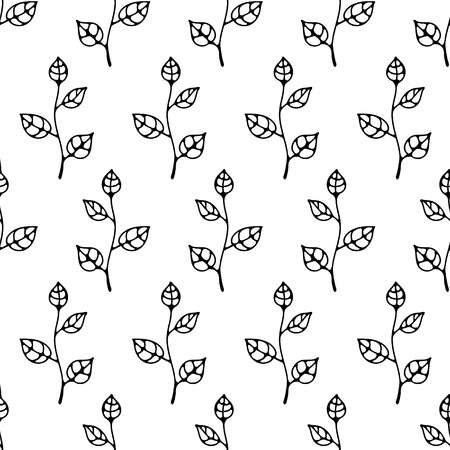 Seamless vector hand drawn floral pattern. Endless background with leaves. Graphic illustration. Series of hand drawn seamless vector  patternsのイラスト素材