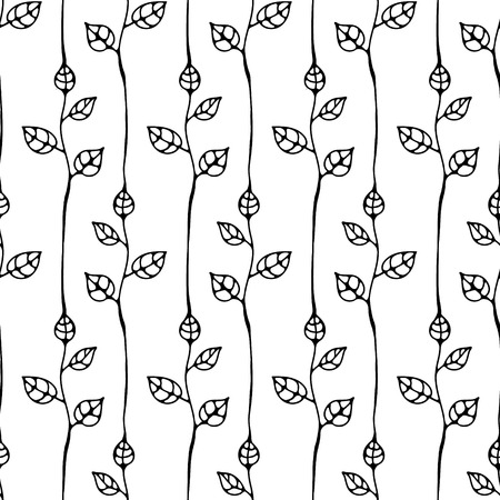 Seamless vector hand drawn floral pattern. Endless background with leaves. Graphic illustration. Series of hand drawn seamless vector  patternsのイラスト素材