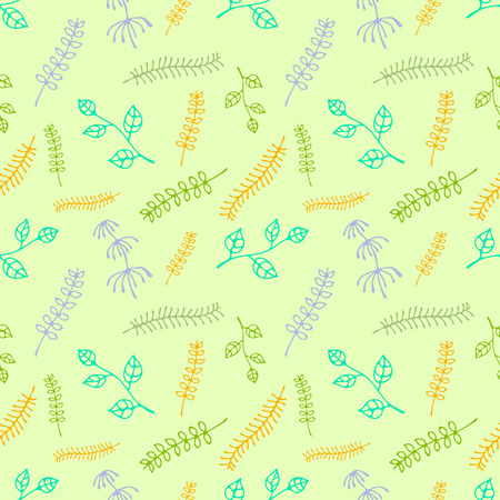 Seamless vector hand drawn floral pattern. Endless background with leaves. Graphic illustration. Series of hand drawn seamless vector  patternsのイラスト素材