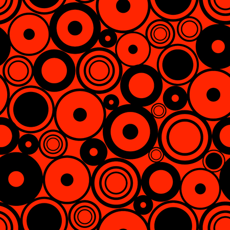 Seamless vector geometrical pattern. Endless red background with circles. Graphic illustration.Template for cover, fabric, wrapping.のイラスト素材