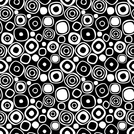 Seamless vector geometrical pattern. Endless black and white background with hand drawn circles. Graphic illustration. Template for cover, fabric, wrapping.のイラスト素材