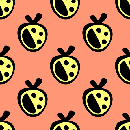 Seamless vector pattern with fruits. Endless background with strawberry. Graphic illustration. Series of fruits vector seamless patterns.のイラスト素材
