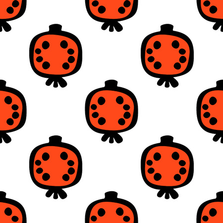 Seamless vector pattern with fruits. Endless background with pomegranate. Graphic illustration. Series of fruits vector seamless patterns.のイラスト素材