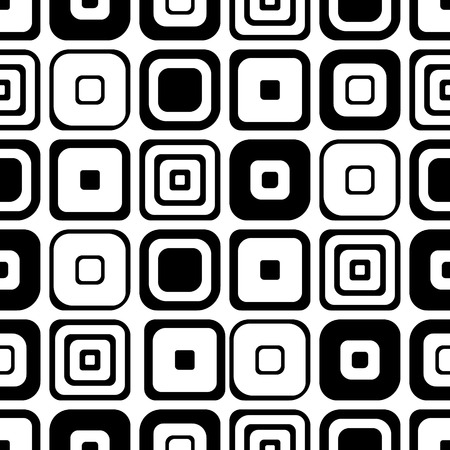 Seamless vector geometrical pattern. Endless black and white background with hand drawn squares. Graphic illustration. Template for cover, fabric, wrapping.のイラスト素材