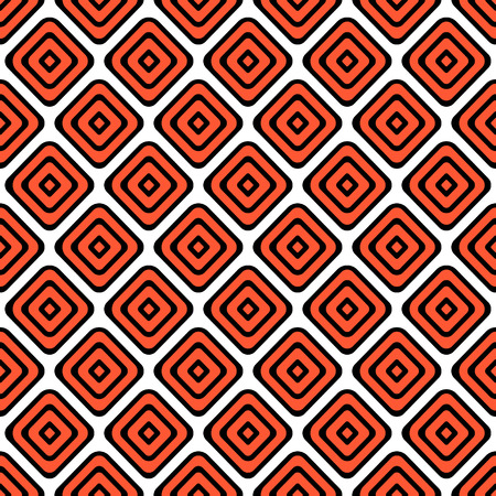 Seamless vector geometrical pattern. Endless red background with hand drawn ornamental rhombus. Graphic vector  illustration with ethnic motifs. Template for cover, fabric, wrapping.のイラスト素材