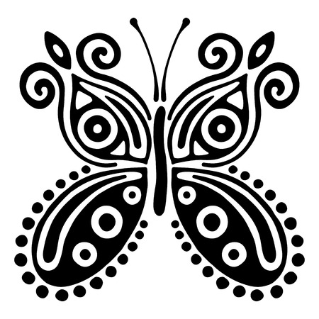 Vector black and white  illustration of insect. Butterfly isolated on the white background.のイラスト素材