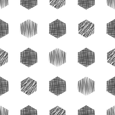 Seamless vector  geometrical pattern. Grey endless background with  hand drawn textured geometric figures. Graphic vector illustrationのイラスト素材