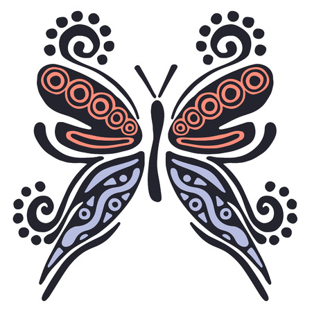 Vector illustration of insect. Butterfly isolated on the white background. Hand drawn decorative vector  , icon, sign. Graphic vector illustration.のイラスト素材