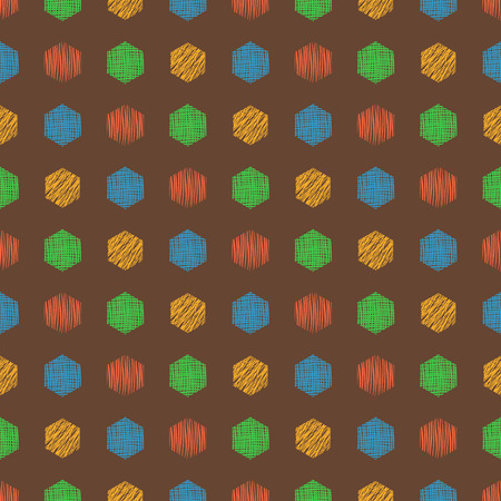 Seamless vector  geometrical pattern with rectangles. Brown pastel endless background with  hand drawn textured geometric figures. Graphic  illustrationのイラスト素材