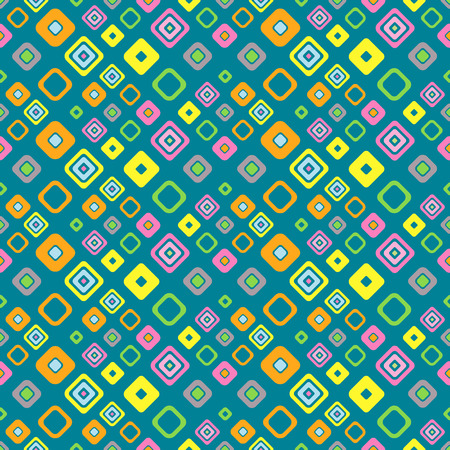 Seamless vector geometrical pattern. Endless background with hand drawn ornamental squares. Graphic vector illustration with ethnic motifs. repeat vintage Template for cover, fabric, wrapping.のイラスト素材