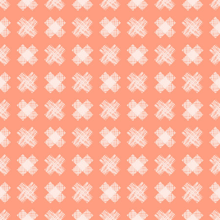 Seamless vector geometrical pattern. Endless background with hand drawn blue and red cross. Pattern for wrapping, cover, background, surface printのイラスト素材