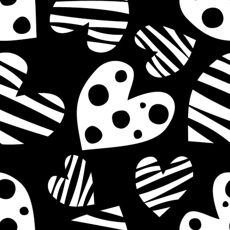 Seamless vector pattern with hearts. Background with hand drawn symbols. Template for wrapping, decor, surface, cards, backgrounds, textile, print. Decorative repeat ornament. Series of Love Patterns.のイラスト素材