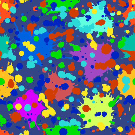 Vector seamless pattern, tile with inc splash, blots, smudge and brush strokes. Grunge endless blue template for web background, prints, wallpaper, surface, wrapping, repeat elements for design.のイラスト素材