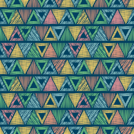 Seamless vector geometrical pattern with triangles. pastel endless background with hand drawn textured geometric figures. Graphic illustration, print for wrapping, background, cover, surfaceのイラスト素材