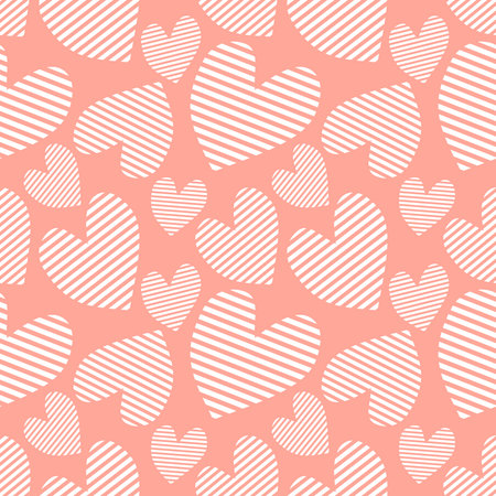 Seamless vector pattern with hearts. Background with hand drawn ornamental symbols. Template for wrapping, decor, surface, cards, backgrounds, textile, print. Repeat ornament. Series of Love Patterns.のイラスト素材