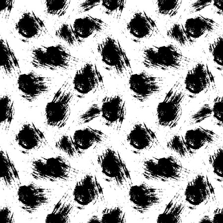Vector seamless pattern, tile with inc splash, blots, smudge and brush strokes. Grunge black, white endless template for web background, prints, wallpaper, surface wrapping, repeat elements for designのイラスト素材