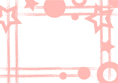 Vector drawn geometric background with geometrical figures, frame, border Grunge template with stars, circles, dots Old style vintage design. Graphic illustration with cracks, attrition a4 size formatのイラスト素材