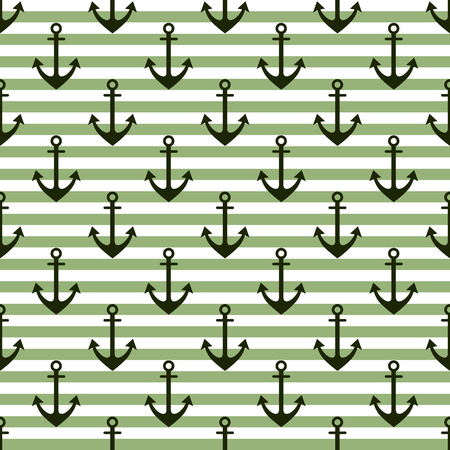 Vector seamless pattern with anchor, diagonal lines. Symmetrical background, nautical theme. Graphic illustration. Template for wrapping, backgrounds, fabric, prints, decor, surfaceのイラスト素材